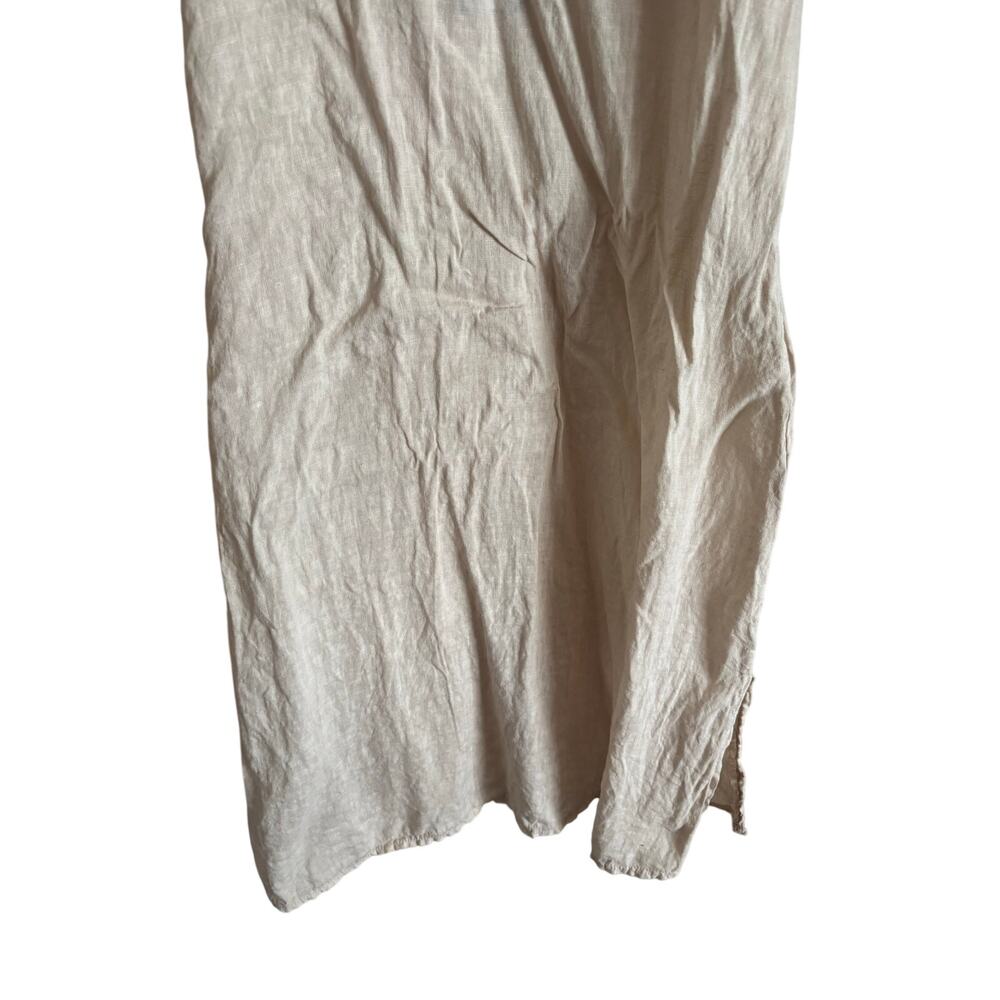 Francesca Bettini Italy 100% Linen Midi Tank Dress Tan Natural Medium NWT - Picture 3 of 6